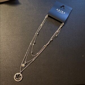 AKIRA Silver Star and Moon Necklace